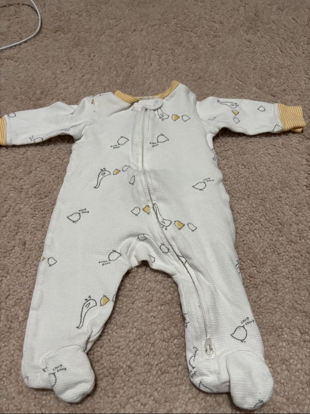 Carter's White Footed One-Piece with Yellow Trim and Duck Motif
